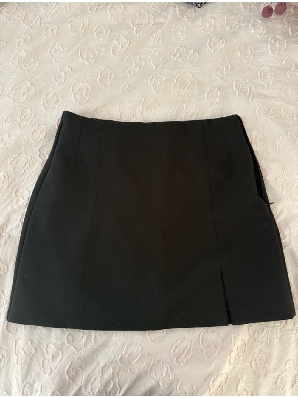Zara Black Mini Skirt With Slit, Size S